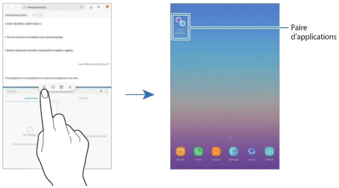 SAMSUNG Galaxy Tab A8 - Ajouter des paires d'applications à l'écran d'accueil - 1