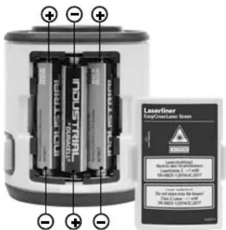 Laserliner EasyCross Laser - Innlegging av batterier - 1