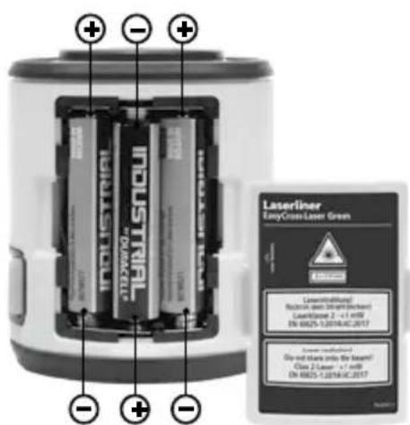 Laserliner EasyCross Laser - Pilleri yerleştiriniz - 1