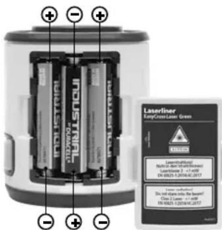 Laserliner EasyCross Laser - Inserting batteries - 1