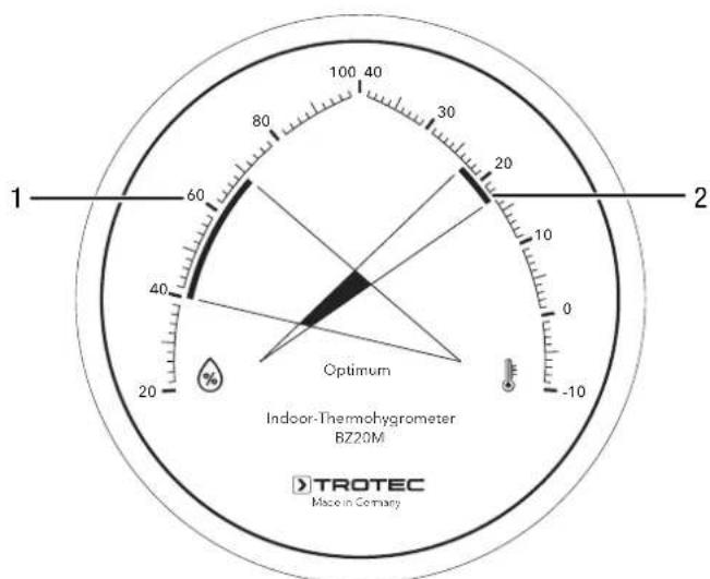 TROTEC BZ20M - Lecture du taux d'humidité et de la température - 1