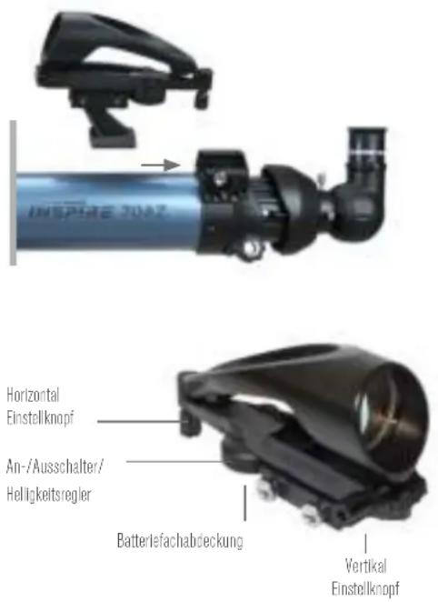 CELESTRON Inspire 100mm AZ - Installation des Suchfernrohrs: - 1