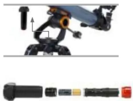 CELESTRON Inspire 100mm AZ - Die AA-Batterie einlagen: - 1