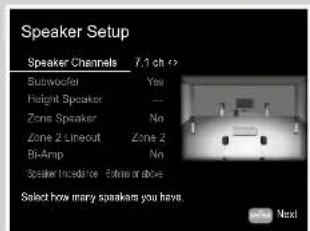 ONKYO TXNR696 - Réglages "Speaker Setup" durant la Initial Setup (-p141) - 1