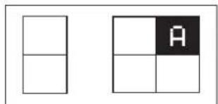Two grid diagrams with one highlighted, showing a 3x3 layout and another with the letter 'A' in the center.