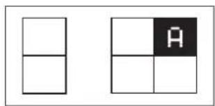 Two grid diagrams with a central symbol 'A' in the second diagram