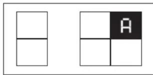 Two grid diagrams with black and white squares, one labeled 'A' in the center.