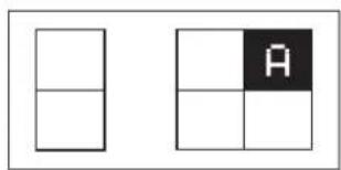 Two geometric diagrams: a vertical rectangle and a 2x2 grid with letter 'A' in the top-right cell.