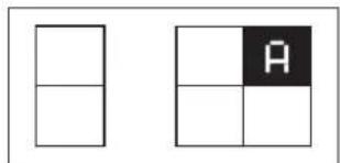 Two grid diagrams with shaded cells, one labeled 'A' in the center cell