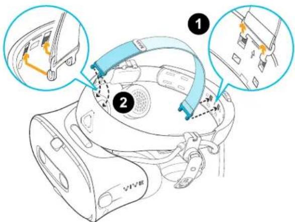 HTC VIVE Cosmos - Fixer la sangle supérieure à la bande du casque - 2