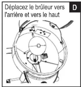 CHAR BROIL Patio Bistro 180B - Très important : le tube du brûleur doit se réengager par dessus l'ouverture des vannes. regardez l'illustration f. - 4