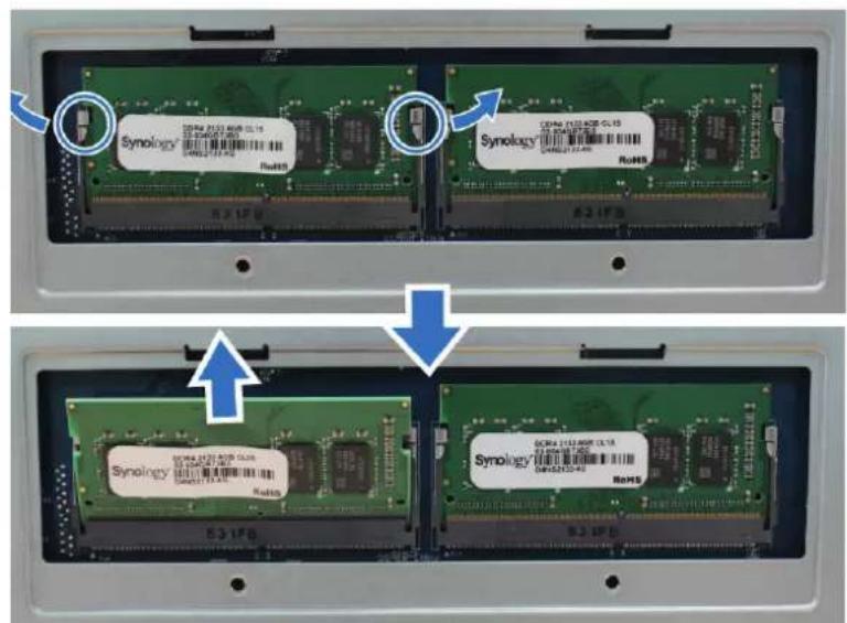 SYNOLOGY DVA3219 - Pour retirer le module de RAM : - 1