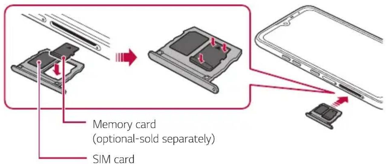 LG K40s - Inserting the memory card - 1