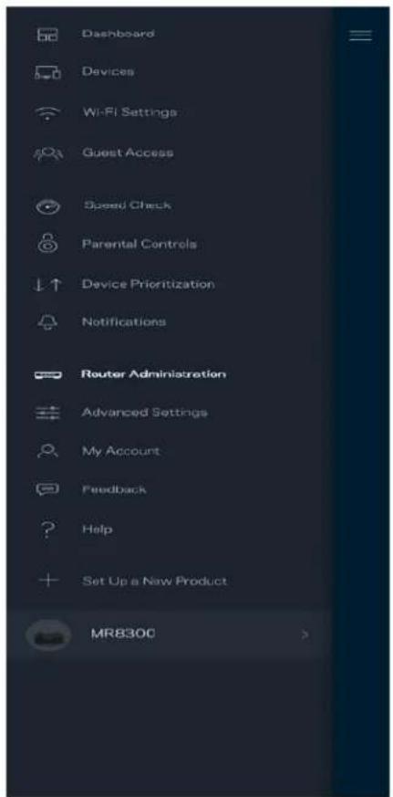 Dashboard Devices Wi-Fi Settings Guest Access Speed Check Parental Controls Device Prioritization Notifications Router Administration Advanced Settings My Account Feedback Help Set Up a New Product MR830C