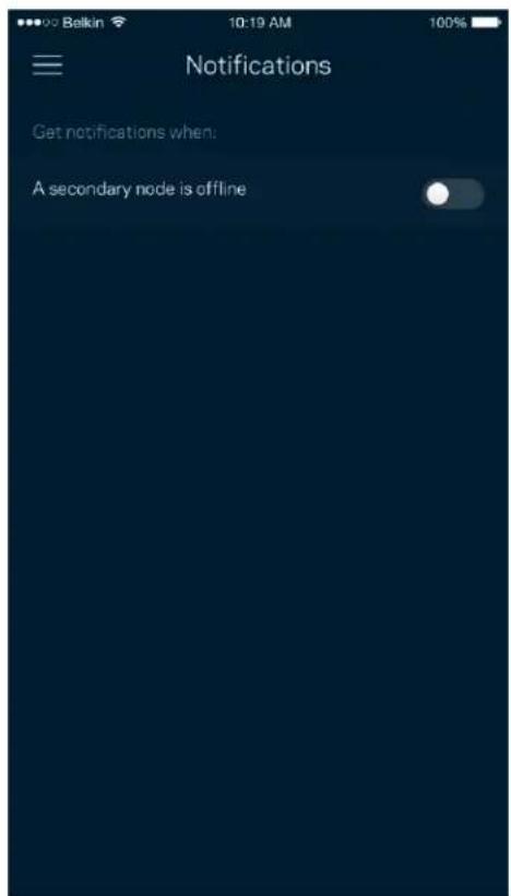 Balkin 10:19 AM 100% Notifications Get notifications when: A secondary node is offline
