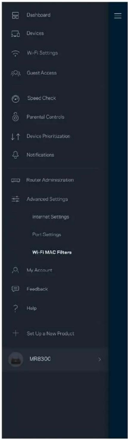 LINKSYS MaxStream MR8300 - Φίλτρα MAC ασύρματου δικτύου - 1