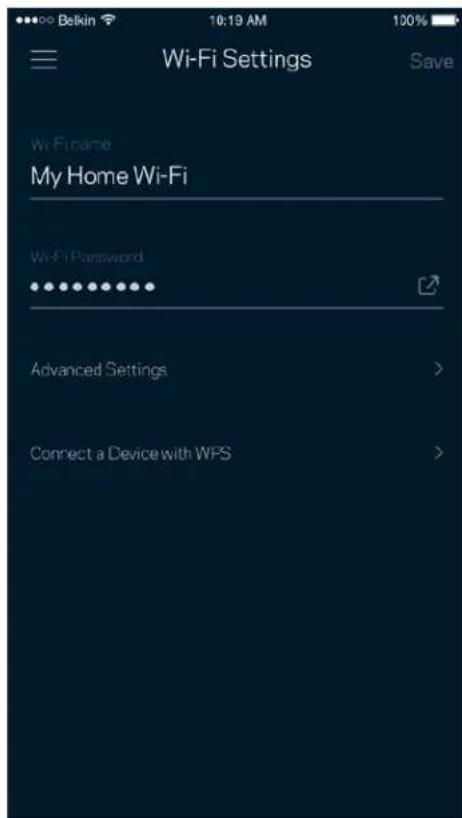 Wi-Fi Settings Hi Fi name My Home Wi-Fi Wi-Fi Password Advanced Settings > Connect a Device with WPS >