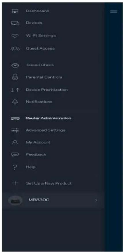 Dashboard Devices Wi-Fi Settings Guest Access Speed Check Parental Controls ↓↑ Device Prioritization Notifications Router Administration Advanced Settings My Account Feedback Help Set Up a New Product MR830C
