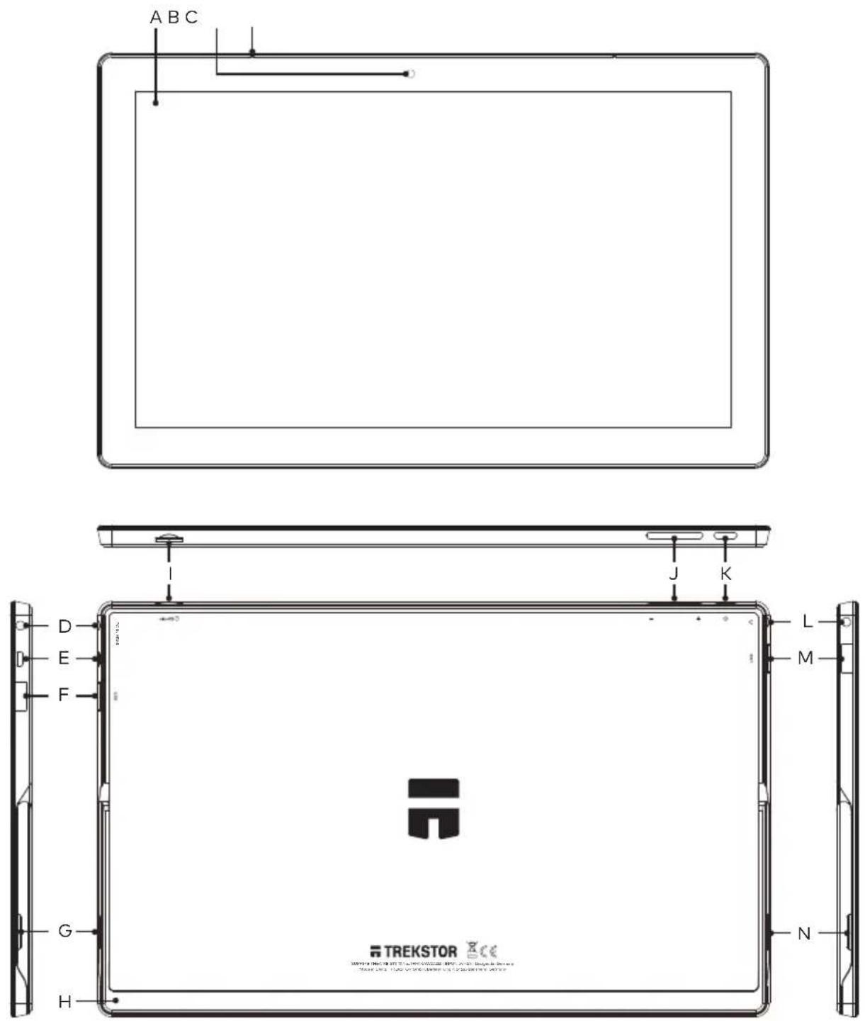 TrekStor SurfTab theatre S11 - Éléments de commande et connexions - 1