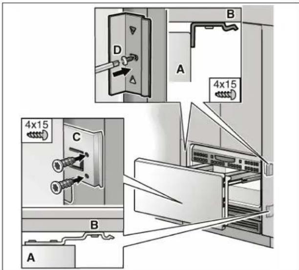 GAGGENAU Vario RB 491 700 - Fixation de l'appareil individuel contre les cotes de la cavite - 3