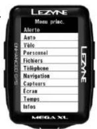 Lezyne Mega XL GPS - Écran Menu - 1