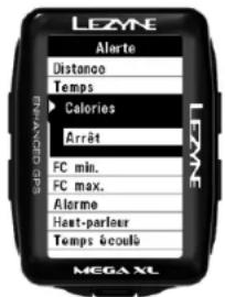 Lezyne Mega XL GPS - Conguraon de l'alerte Calories - 1