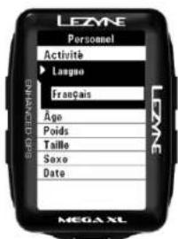 Lezyne Mega XL GPS - Paramètre Langue - 1