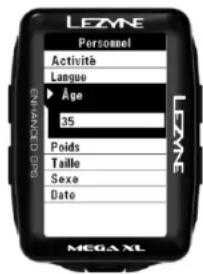 Lezyne Mega XL GPS - Paramètre Âge - 1