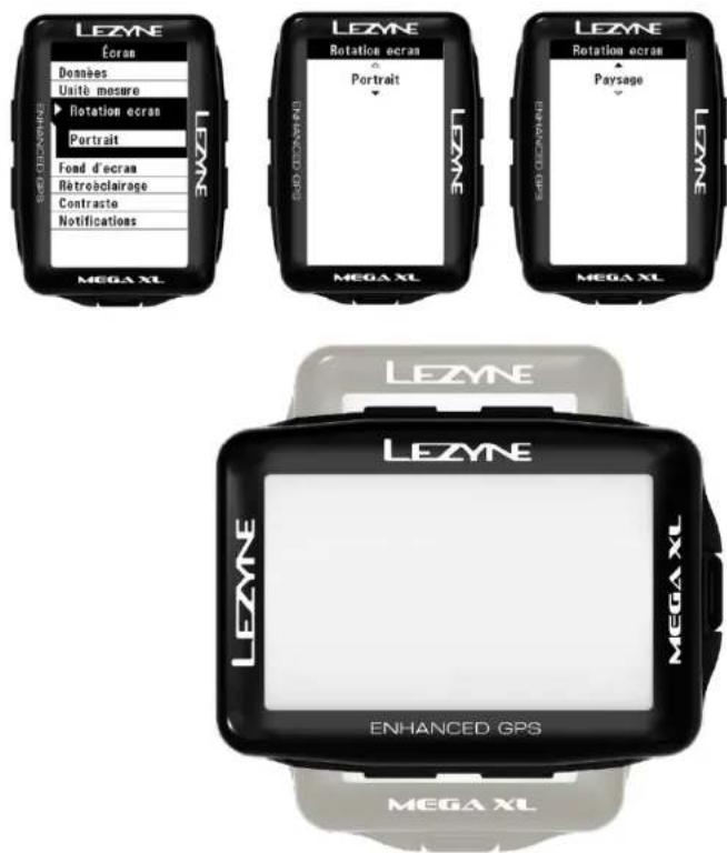 Lezyne Mega XL GPS - Rotaon de l'écran d'afchage \*\* Uniquement disponible sur le Mega XL \*\* - 1