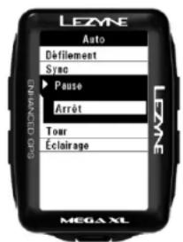 Lezyne Mega XL GPS - Paramètre Pause (Marche/Arrêt) - 1