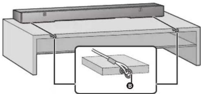 PANASONIC SCHTB900 - Stellen Sie das Hauptgerät an der gewünschten Position auf und bringen Sie jeges Seil am Regal oder Tisch an. - 1