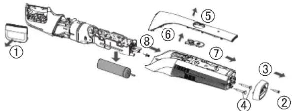 PANASONIC ERGK80 - Ta bort det inbyggda uppladdningsbara batteriet innan du kasserar huvudenheten. - 1