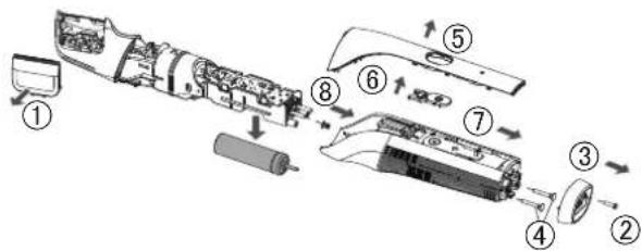 PANASONIC ERGK80 - Sisaanrakennetun akun poisto - 1