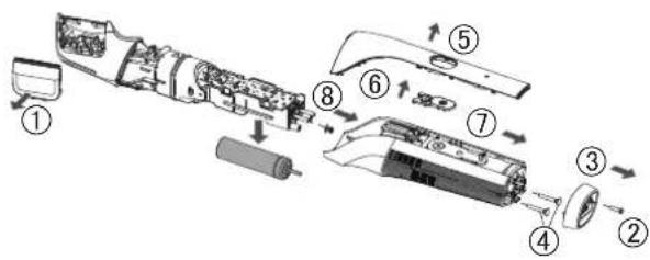 PANASONIC ERGK80 - Entnehmen des integrierten Akkus - 1