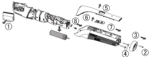 PANASONIC ERGK80 - Fjern det indbygde batteri for hovedkomponenten kasseres. - 1