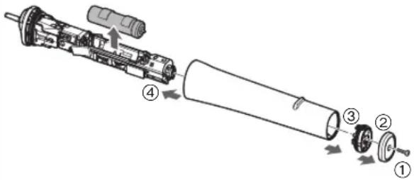 PANASONIC EWDP52 - Extracción de la bateria recargable interna - 1