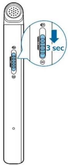 PHILIPS Voice Tracer DVT8110 - Mise sous tension/hors tension de l'appareil - 1