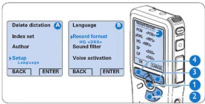 PHILIPS Voice Tracer DVT7110 - Come modificare il formato di registrazione - 1