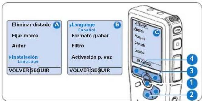 PHILIPS Voice Tracer DVT7110 - SeLECTION del idioma - 1