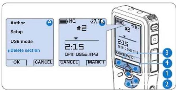PHILIPS Voice Tracer DVT7110 - Een gedeelte van een dictaat verwijdersen - 1