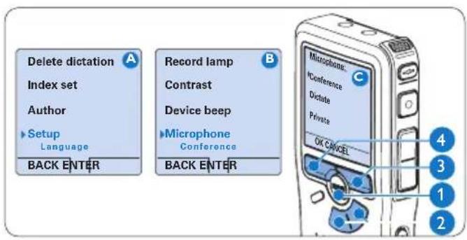 PHILIPS Voice Tracer DVT7110 - De microfoongevoeligheid aanpassen - 1