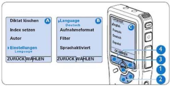 PHILIPS Voice Tracer DVT7110 - Sprache einstellen - 1