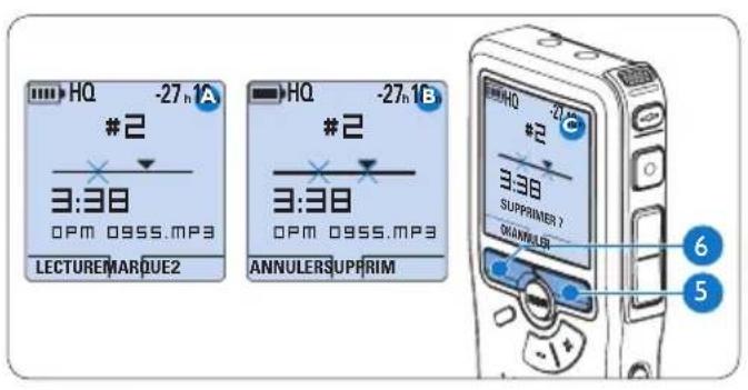 PHILIPS Voice Tracer DVT7110 - Supprimer une partie d'une dictée - 2