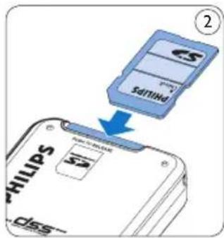 PHILIPS Voice Tracer DVT7110 - Mettre en place/retirer la carte mémoire - 2
