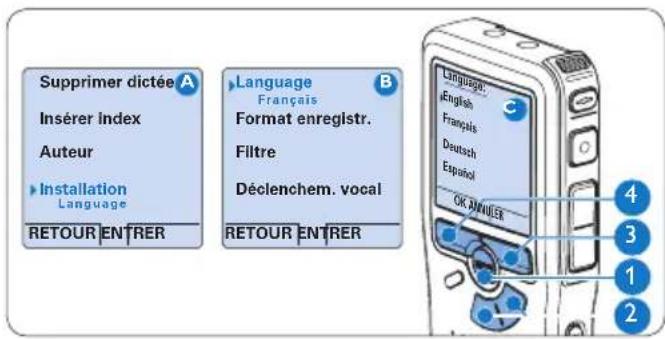 PHILIPS Voice Tracer DVT7110 - Programmer la langue - 1