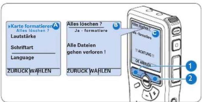 PHILIPS Voice Tracer DVT7110 - Formatieren einer neuen Speicherkarte - 1