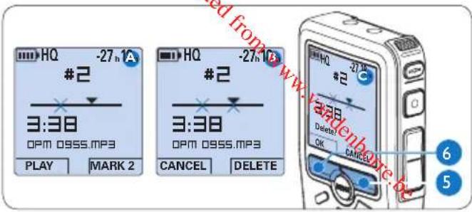 PHILIPS Voice Tracer DVT7110 - Een gedeelte van een dictaat verwijdersen - 2