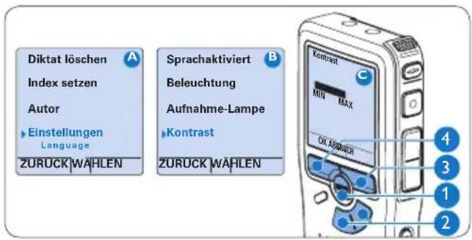 PHILIPS Voice Tracer DVT7110 - Kontrasteinstellungen - 1