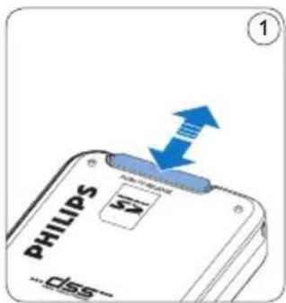 PHILIPS Voice Tracer DVT7110 - Einsetzen und Auswerfen der Speicherkarte - 1