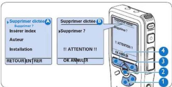 PHILIPS Voice Tracer DVT7110 - Supprimer une dictée - 1